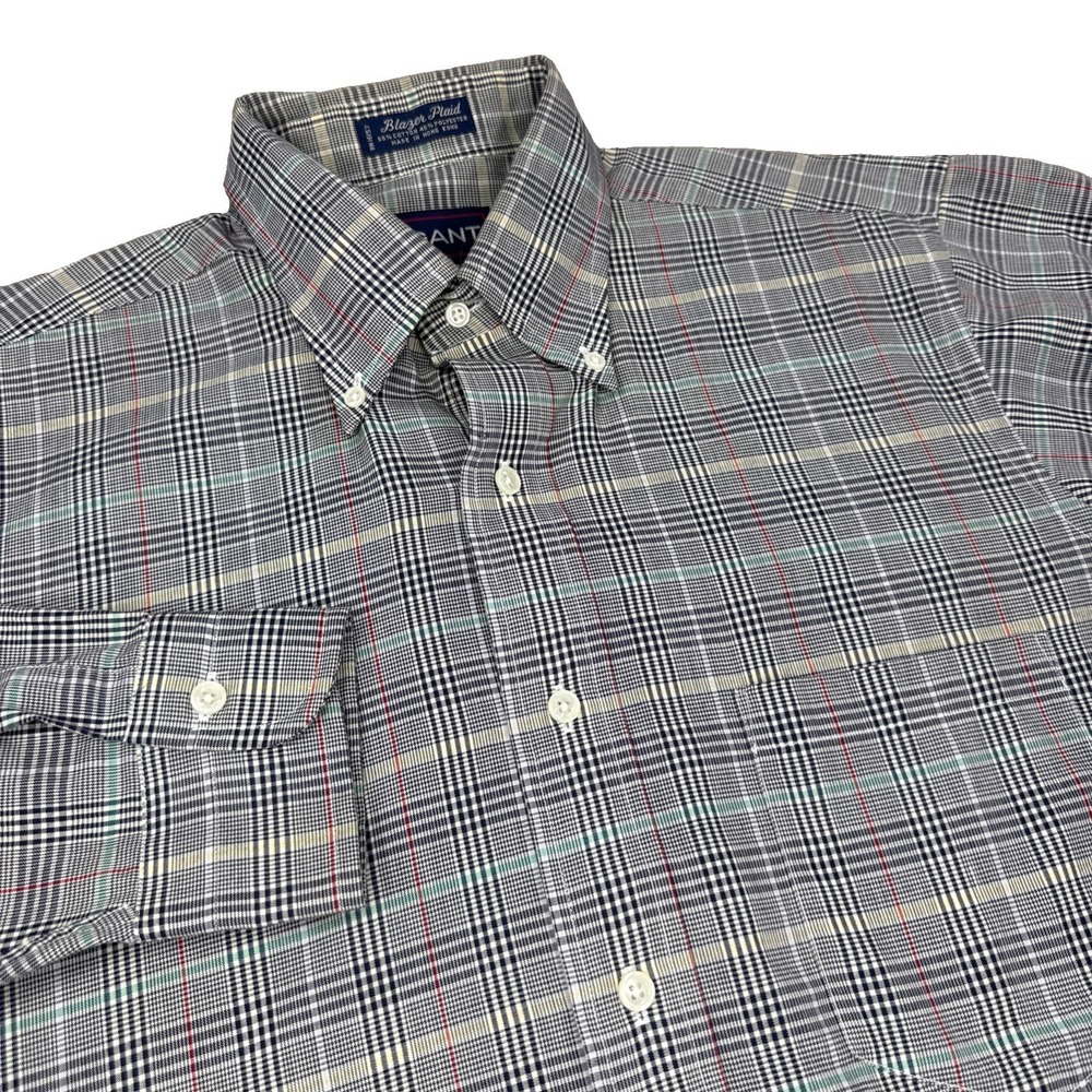 Vintage Gant Shirt Men's 15.5 33 Blazer Plaid Cotton Blend Long Sleeve Hong Kong - Picture 1 of 10